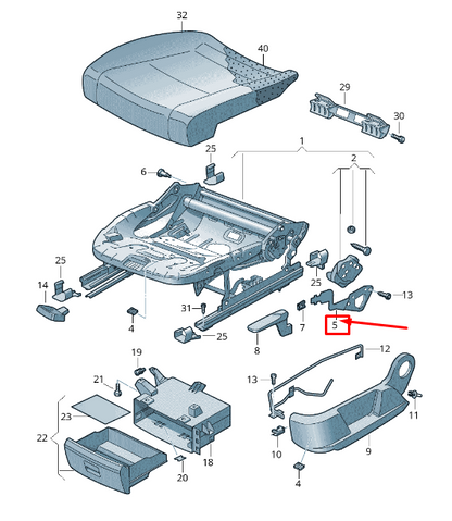 NEW VW SHARAN 7N FRONT SEAT HEIGHT ADJUSTMENT OPERATING LEVER 5N0881091 ORIGINAL