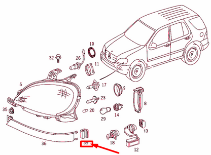 NEW MB ML W163 FRONT LIGHTING COVER FIXTURE BRACKET A1638260014 ORIGINAL
