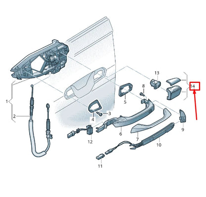 NEW AUDI A8 4N REAR RIGHT EXTERIOR DOOR HANDLE COVER 4N0839876AGRU