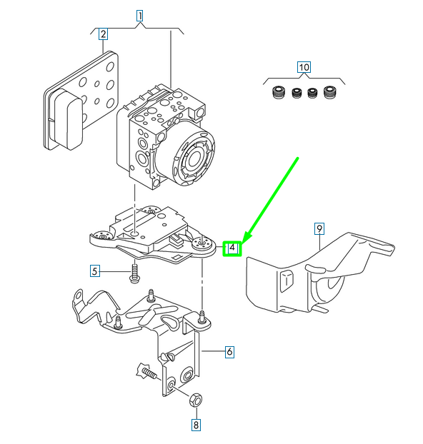 new volkswagen passat b8 3g abs control unit bracket 3q0614235a original