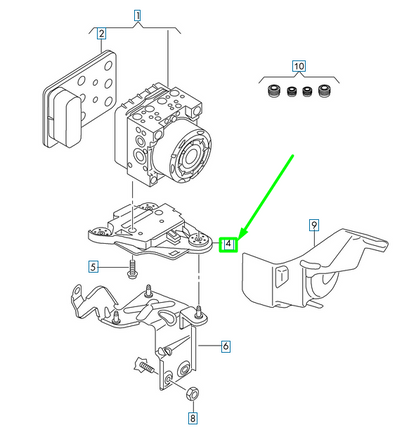 new volkswagen passat b8 3g abs control unit bracket 3q0614235a original