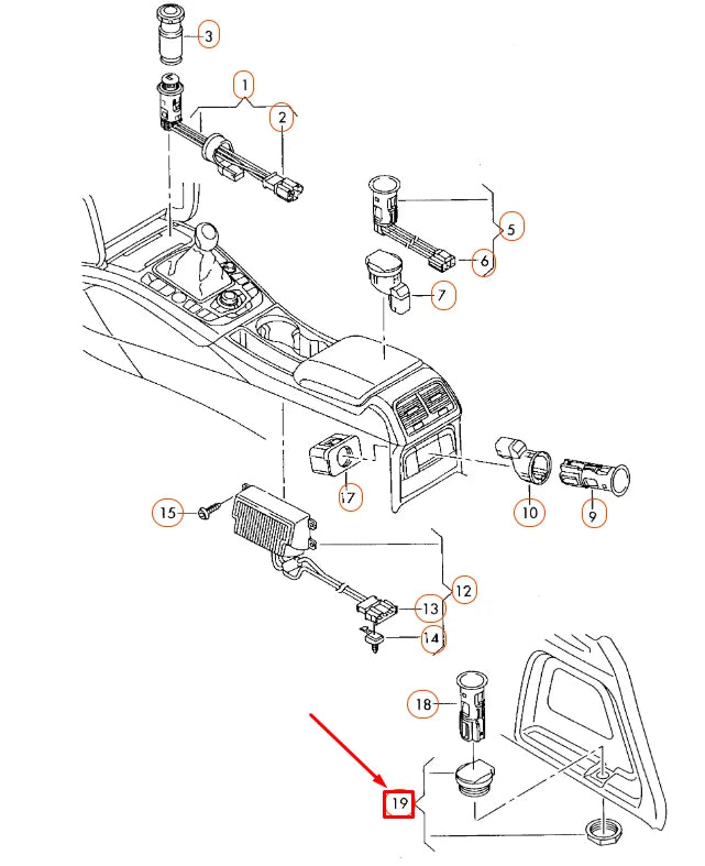NEW AUDI A4 B8 REAR POWER OUTLET HOUSING 7L6919341F ORIGINAL