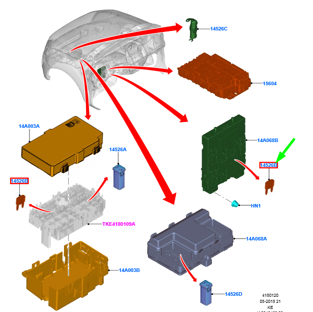 new ford ranger t6 mk1 32 volt 7.5 amp blade type brown fuse 5218981 original