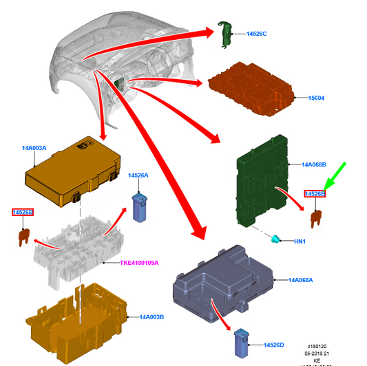 new ford ranger t6 mk1 32 volt 7.5 amp blade type brown fuse 5218981 original
