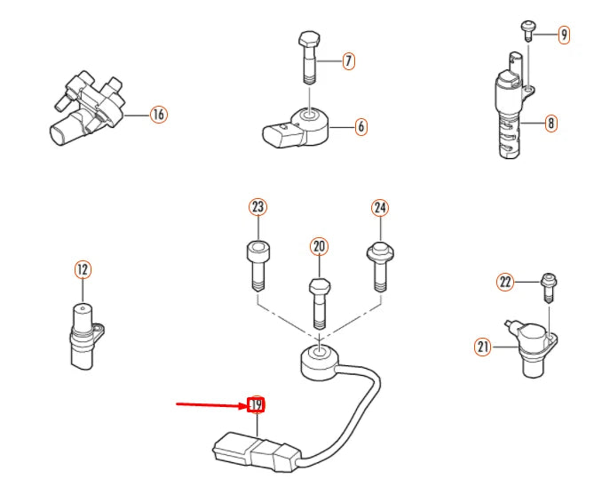 NEW VOLKSWAGEN JETTA A6 MK6 KNOCK SENSOR WITH WIRING HARNESS 07K905377D ORIGINAL