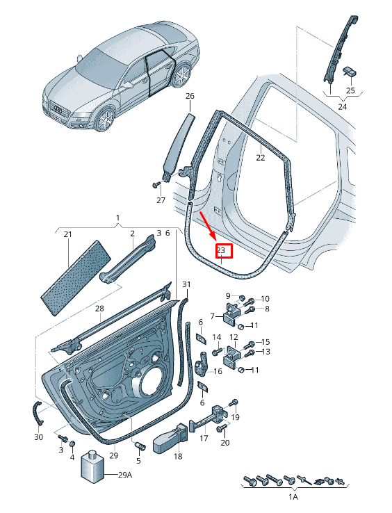 new audi a7 sportback 4g rear inner lower door seal 4g8833707a original