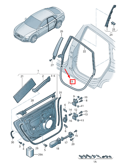 new audi a7 sportback 4g rear inner lower door seal 4g8833707a original