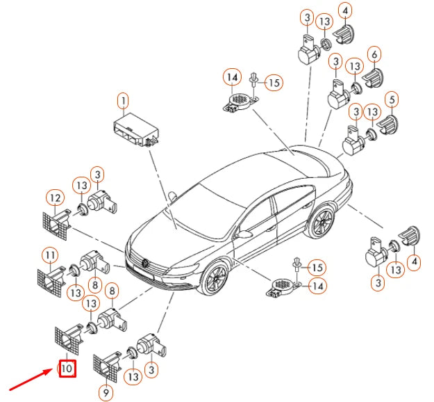 NEW VW CC FRONT BUMPER CENTRE LEFT ULTRASOUND SENSOR RETAINER 3C8919493E