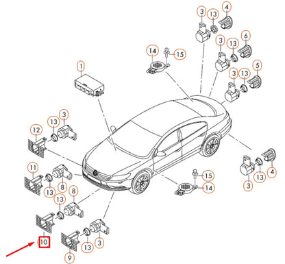 NEW VW CC FRONT BUMPER CENTRE LEFT ULTRASOUND SENSOR RETAINER 3C8919493E