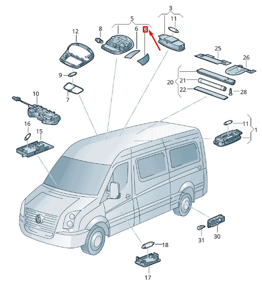 NEW VW CRAFTER 2F MK1 LEFT ROOF INTERIOR LIGHT DIFFUSOR LENS 2E0947125