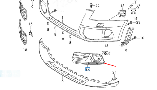 new audi q5 8r front bumper left side grille 8r0807681mbmt original