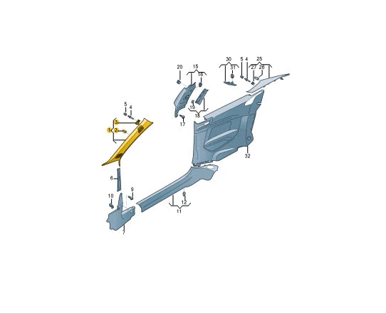 NEW AUDI A5 8W6 COUPE FRONT RIGHT A PILLAR TRIM 8W8867234FV48