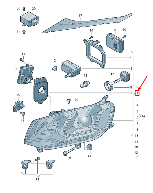 new vw touareg 7p front left headlight lhd 7p1941751a original