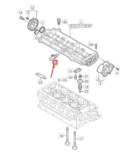 NEW AUDI Q3 F3 ENGINE CAMSHAFT POSITION SENSOR 05E907601D ORIGINAL