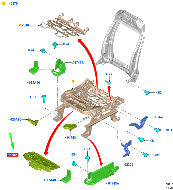 new ford galaxy mk3 front seat base extension 2495601 original