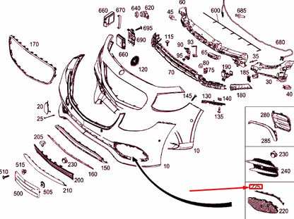 NEW MERCEDES-BENZ E W213 FRONT RIGHT BUMPER GRILLE MOLDING A2138850274