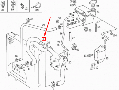 NEW MERCEDES-BENZ E W124 RADIATOR BOTTOM HOSE A1245013382 ORIGINAL