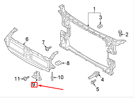 NEW AUDI A4 B9 RADIATOR LEFT LOWER SUPPORT BRACKET 8W0807333A ORIGINAL