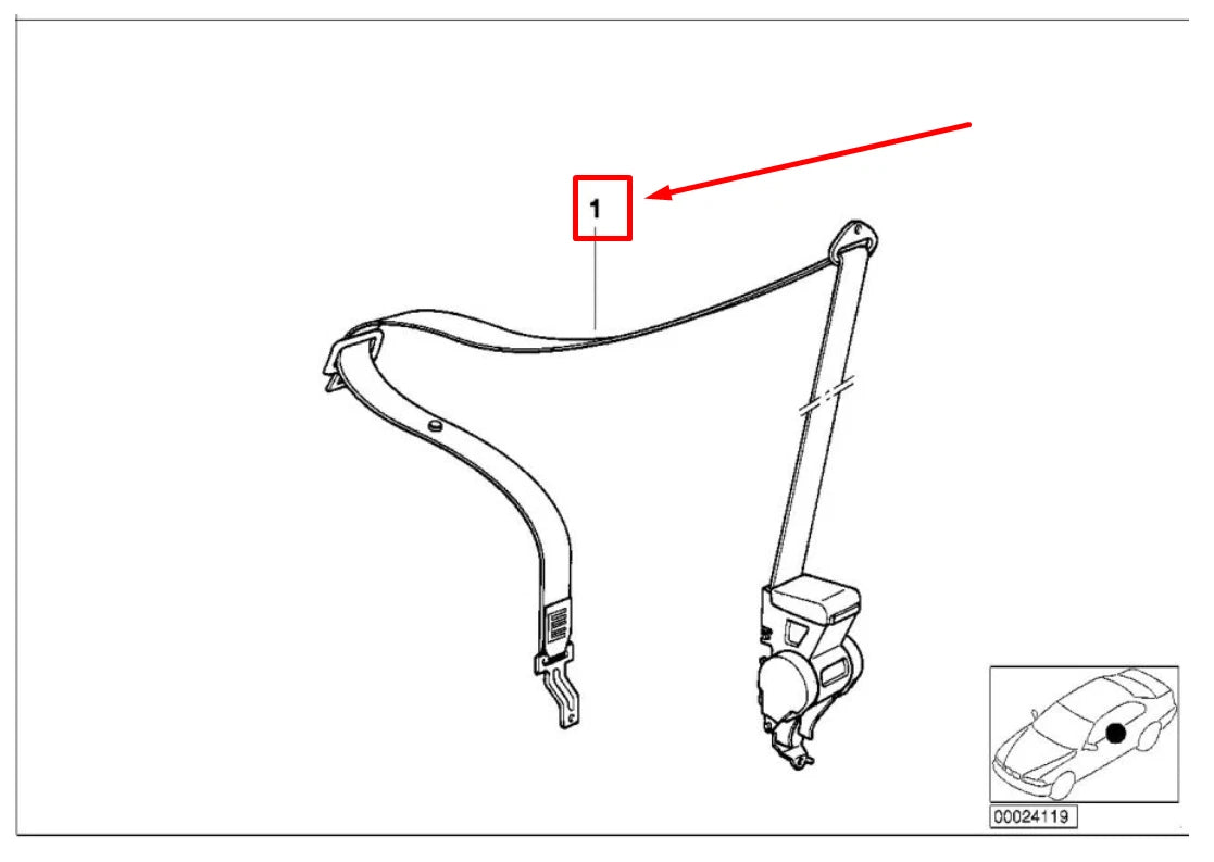 NEW BMW 3 COMPACT E36 FRONT LEFT UPPER SEAT BELT 72118200861 8200861 ORIGINAL