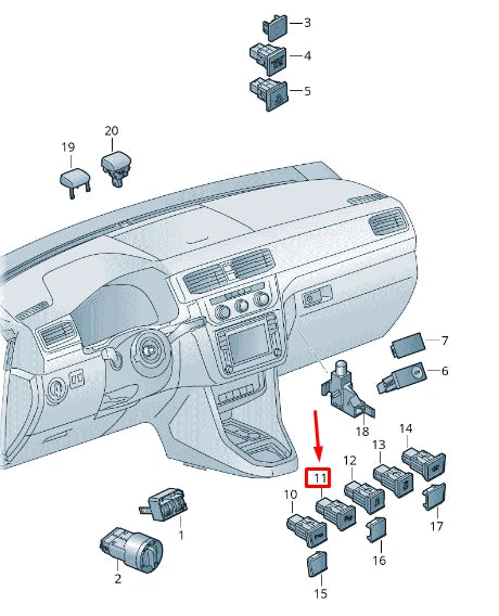 NEW VW CADDY IV SA MK6 TYRE PRESSURE WARNING PUSHBUTTON 2K0927121WHS ORIGINAL