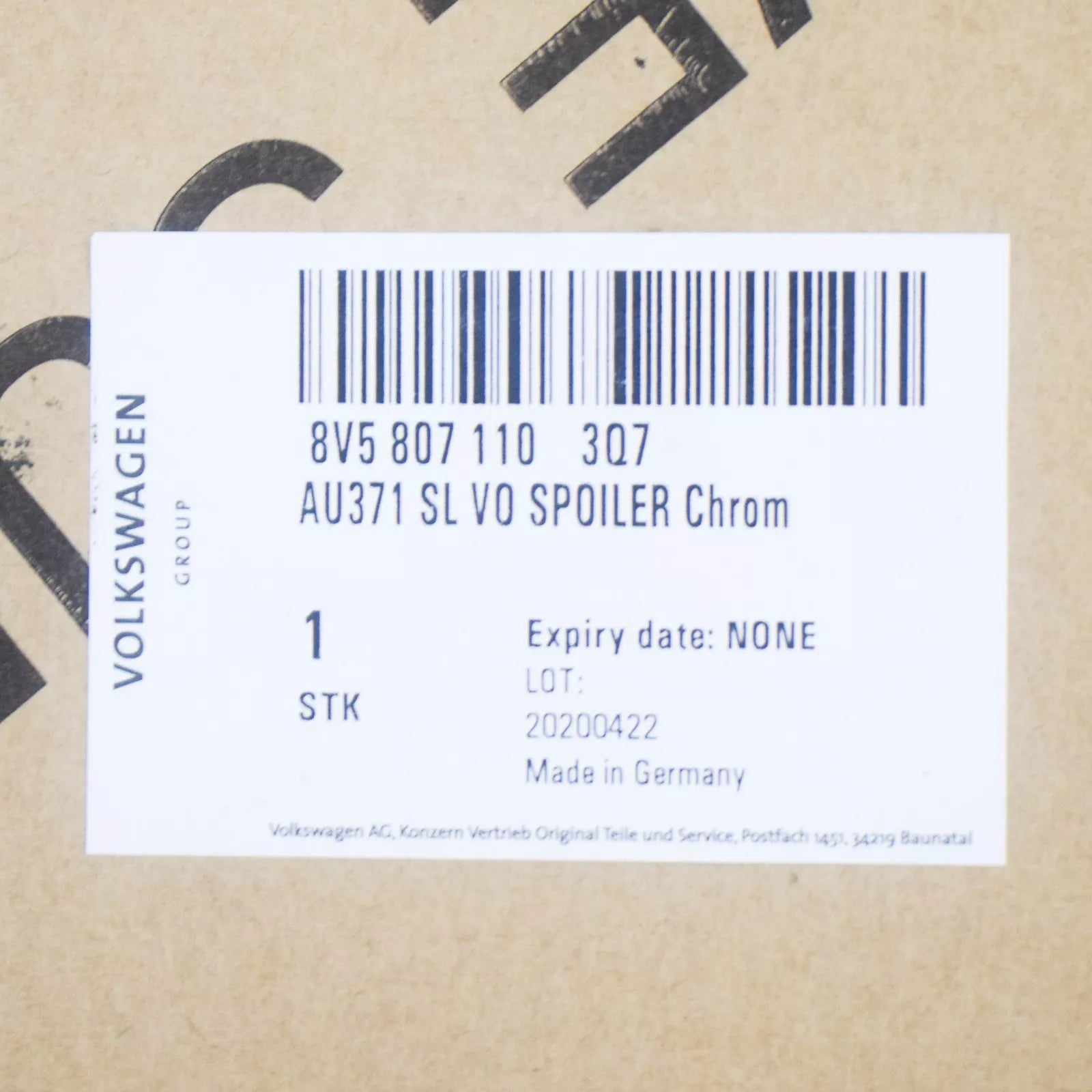 NEW AUDI A3 8V FRONT BUMPER ALUMINUM LIP 8V58071103Q7 2014 ORIGINAL