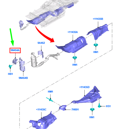 new ford grand c-max mk2 exhaust heat shield 1908910 f1f1-9n454-ma original