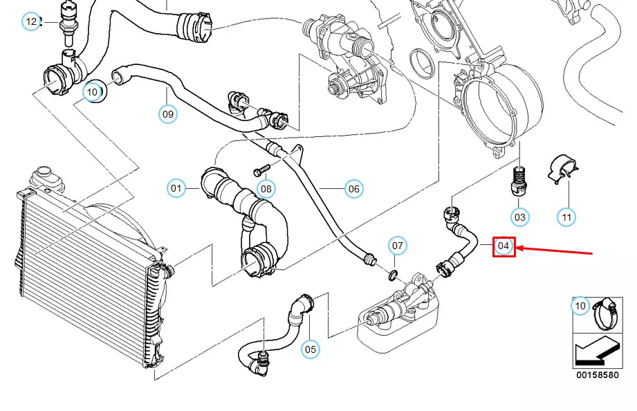 NEW BMW 5 E39 COOLANT HOSE 11537511207 7511207 ORIGINAL