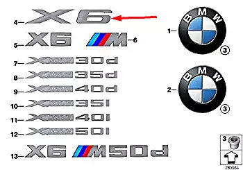 NEW BMW X6 E71 LABEL STICKER BADGE EMBLEM 51147196556 7196556 2011 ORIGINAL