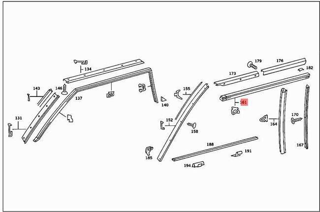 NEW MERCEDES BENZ SL R107 LEFT DOOR WEATHERSTRIP A1077200978 ORIGINAL