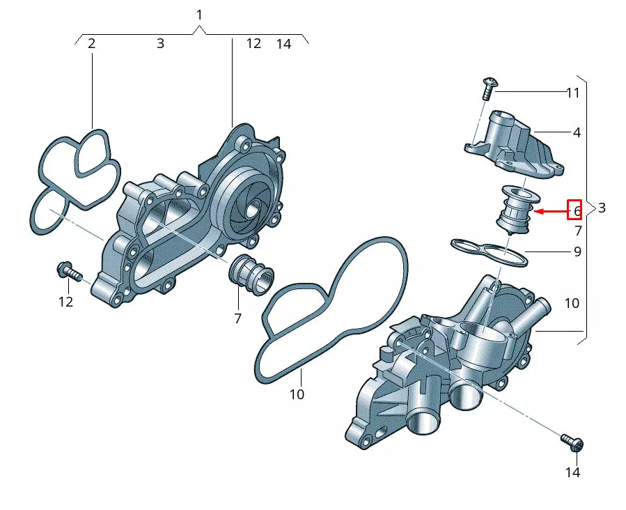 NEW VOLKSWAGEN LOAD UP COOLANT THERMOSTAT 04C121113B