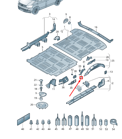 NEW VW TRANSPORTER VI T6 REAR RIGHT TIE-DOWN EYE BRACKET 7H0803850A ORIGINAL