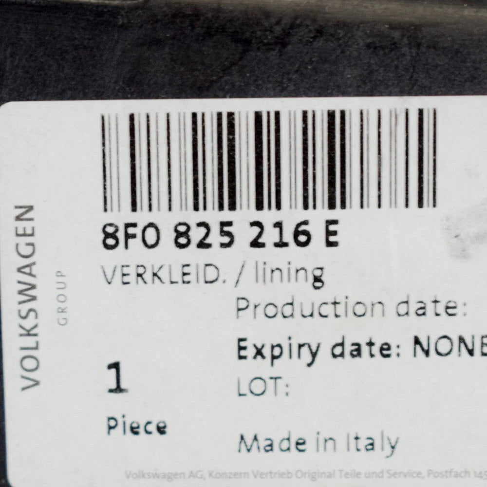 NEW AUDI A5 8F REAR RIGHT SIDE UNDERBODY COVER 8F0825216E ORIGINAL