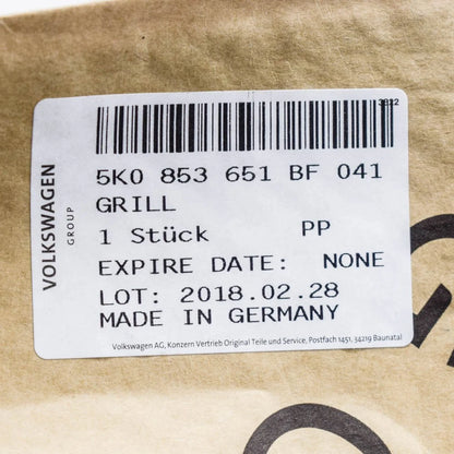 NEW VW GOLF VI 5K1 FRONT BUMPER RADIATOR GRILLE 5K0853651BF041 ORIGINAL
