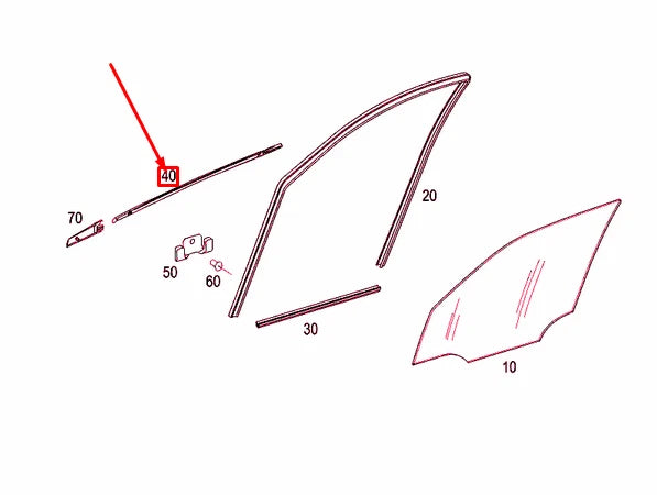 NEW MERCEDES-BENZ A W169 FRONT LEFT DOOR WINDOW SEALING RAIL A1697252765