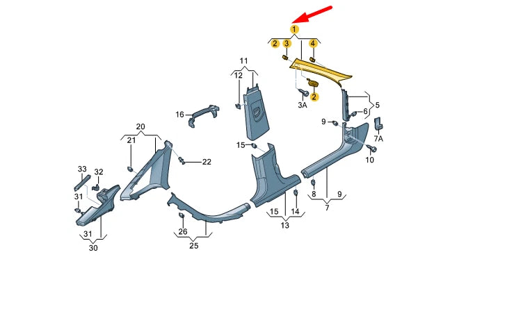 NEW AUDI A7 SPORTBACK 4G8 UPPER RIGHT A PILLAR TRIM 4G8867234BHF6 ORIGINAL