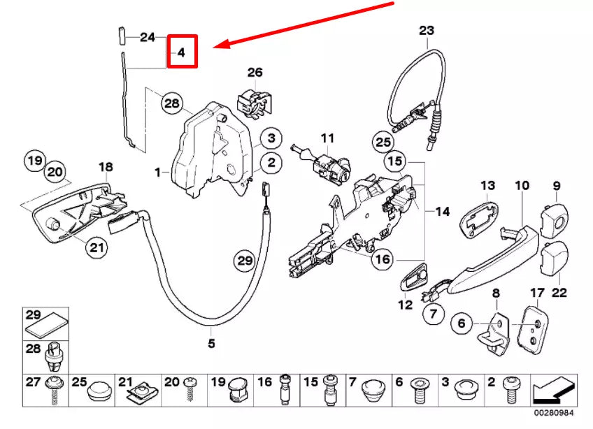 NEW BMW 3 E90 FRONT LEFT DOOR OPERATING ROD 51217059905 7059905 ORIGINAL
