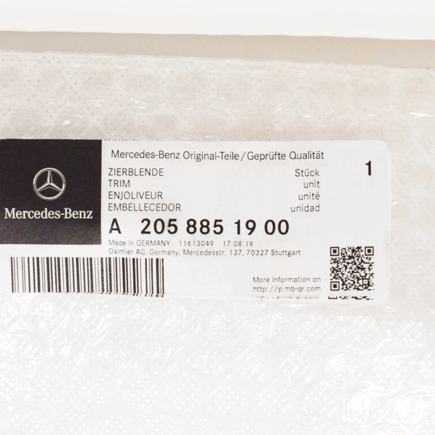 NEW MERCEDES-BENZ C W205 FRONT BUMPER LEFT SIDE MOLDING A2058851900