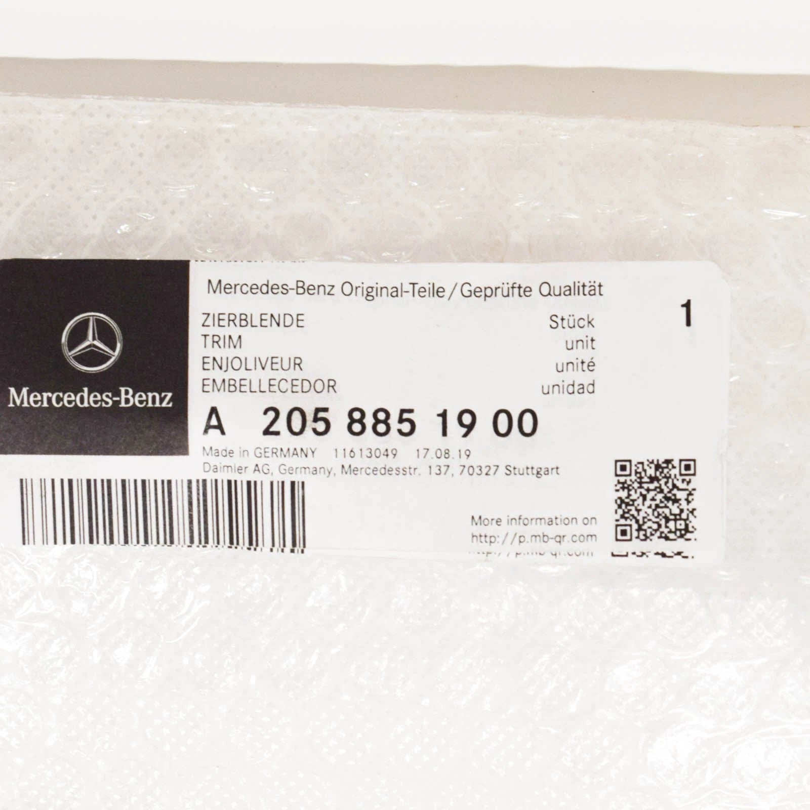 NEW MERCEDES-BENZ C W205 FRONT BUMPER LEFT SIDE MOLDING A2058851900