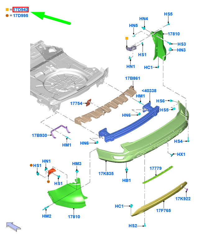 new ford kuga c520 mk2 rear right bumper bracket 1944033 cv44-17e850-ae original