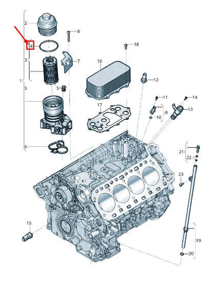NEW AUDI A8 4N ENGINE OIL FILTER HOUSING O-RING 06M115331A