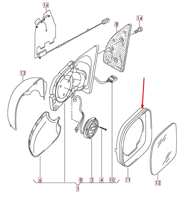 NEW VOLKSWAGEN AMAROK 2H RIGHT WING MIRROR TRIM RING 2H08585549B9