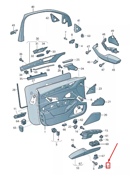 NEW AUDI A8 4H LEFT DOOR INTERIOR TRIM PANEL CAP LHD 4H1867195BC5