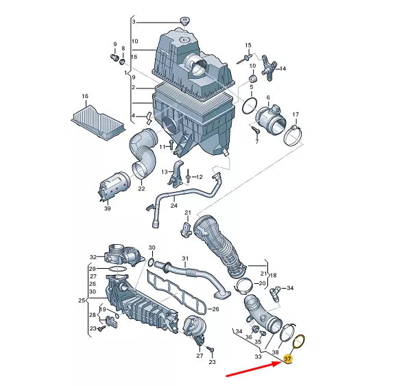 NEW VW TRANSPORTER VI T6 AIR HOSE SEAL 7E0129496A