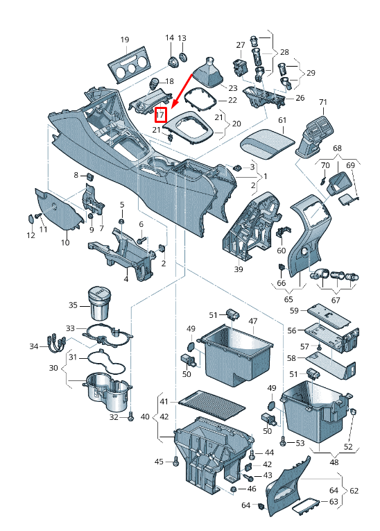 NEW AUDI RSQ3 8U CENTER CONSOLE TRAY LHD 8U1864131A6PS ORIGINAL