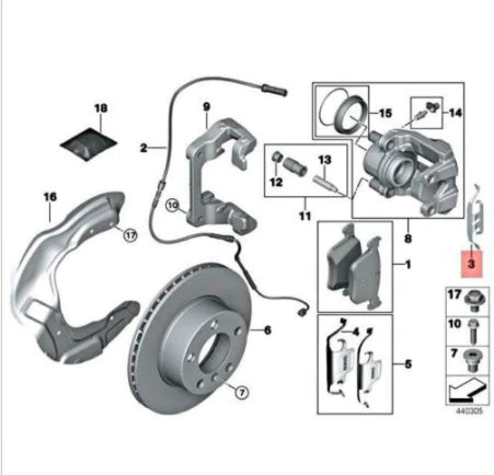 NEW BMW 1 F20 FRONT BRAKE PAD CARRIER CLIP 34106790927 ORIGINAL