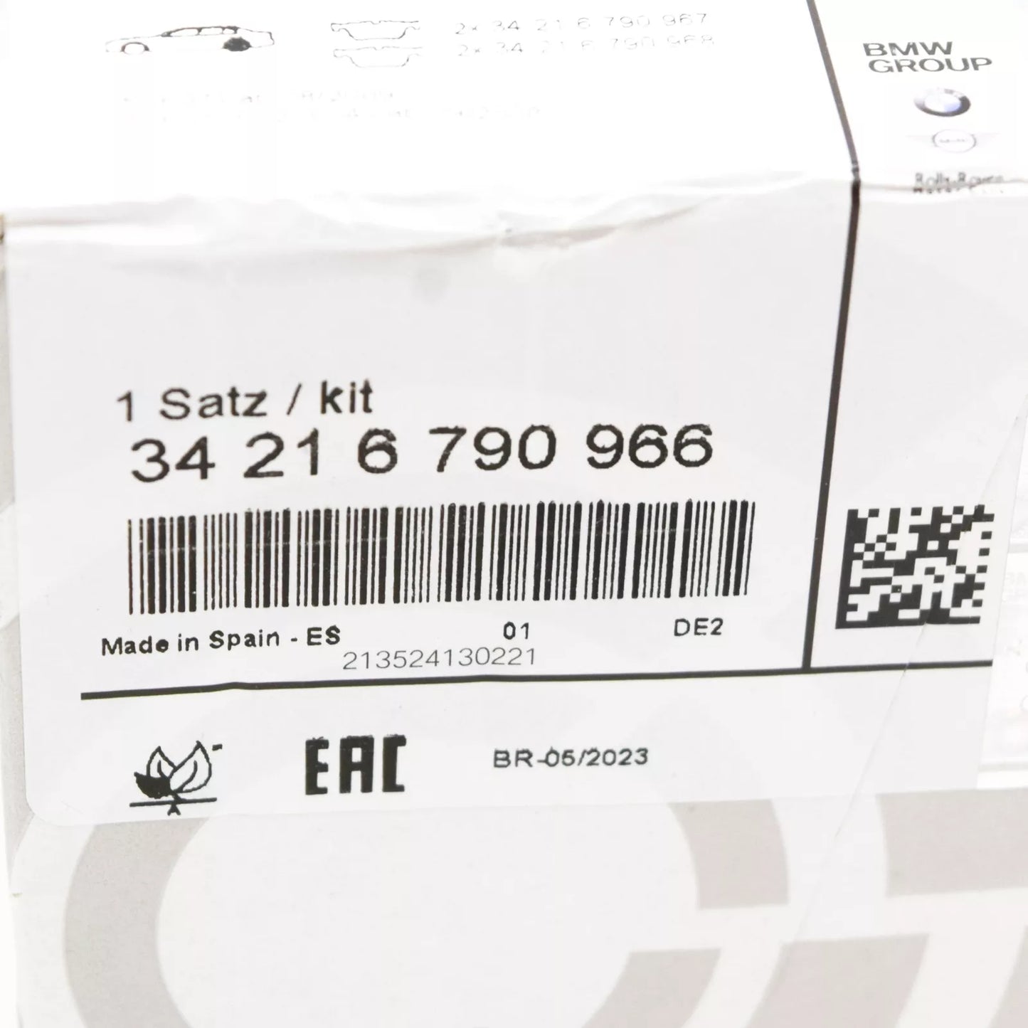 NEW BMW 5 F07 REAR BRAKE PAD KIT 34216790966 6790966 ORIGINAL