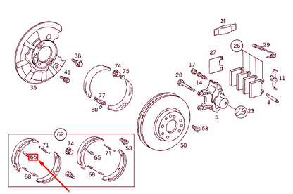 new mercedes-benz s w140 rear wheel brake extension spring a2014230592 original