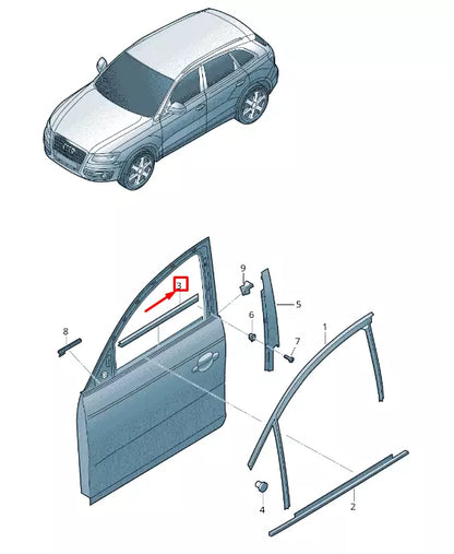 NEW AUDI Q5 8R FRONT RIGHT INNER WINDOW APERTURE SEAL 8R0837480B