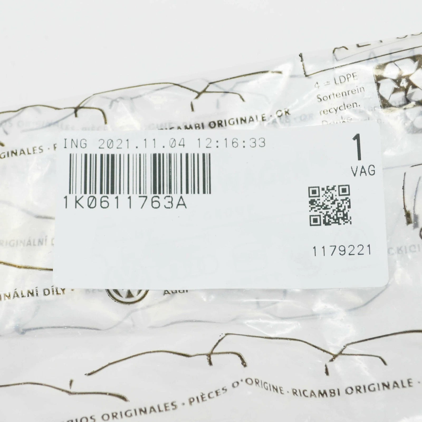 NEW AUDI A3 8P FRONT LEFT BRAKE PIPE 1K0611763A ORIGINAL