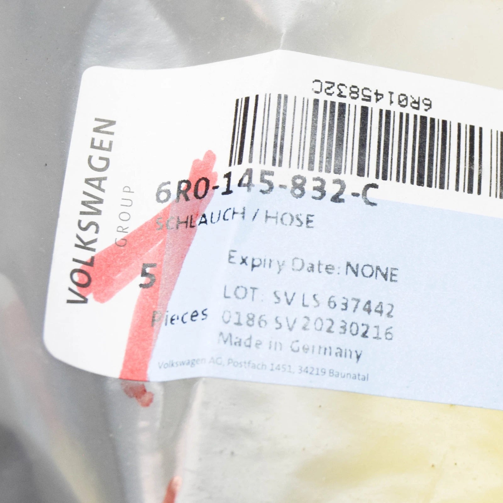 NEW AUDI A1 MK1 INTERCOOLER PRESSURE HOSE 6R0145832C ORIGINAL